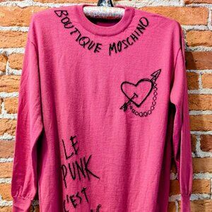Sweater Dress - Moschino - Le Punk C'est Chic - Embroidered Pink Wool